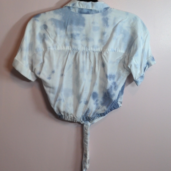 Blue and white button up top - Picture 2 of 3